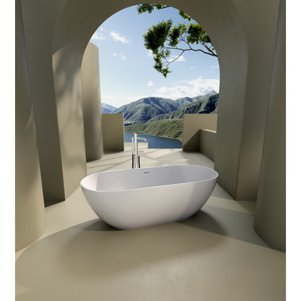 Jeltyprey 59'' x 29.5'' Freestanding Polyresin Bathtub Wayfair
